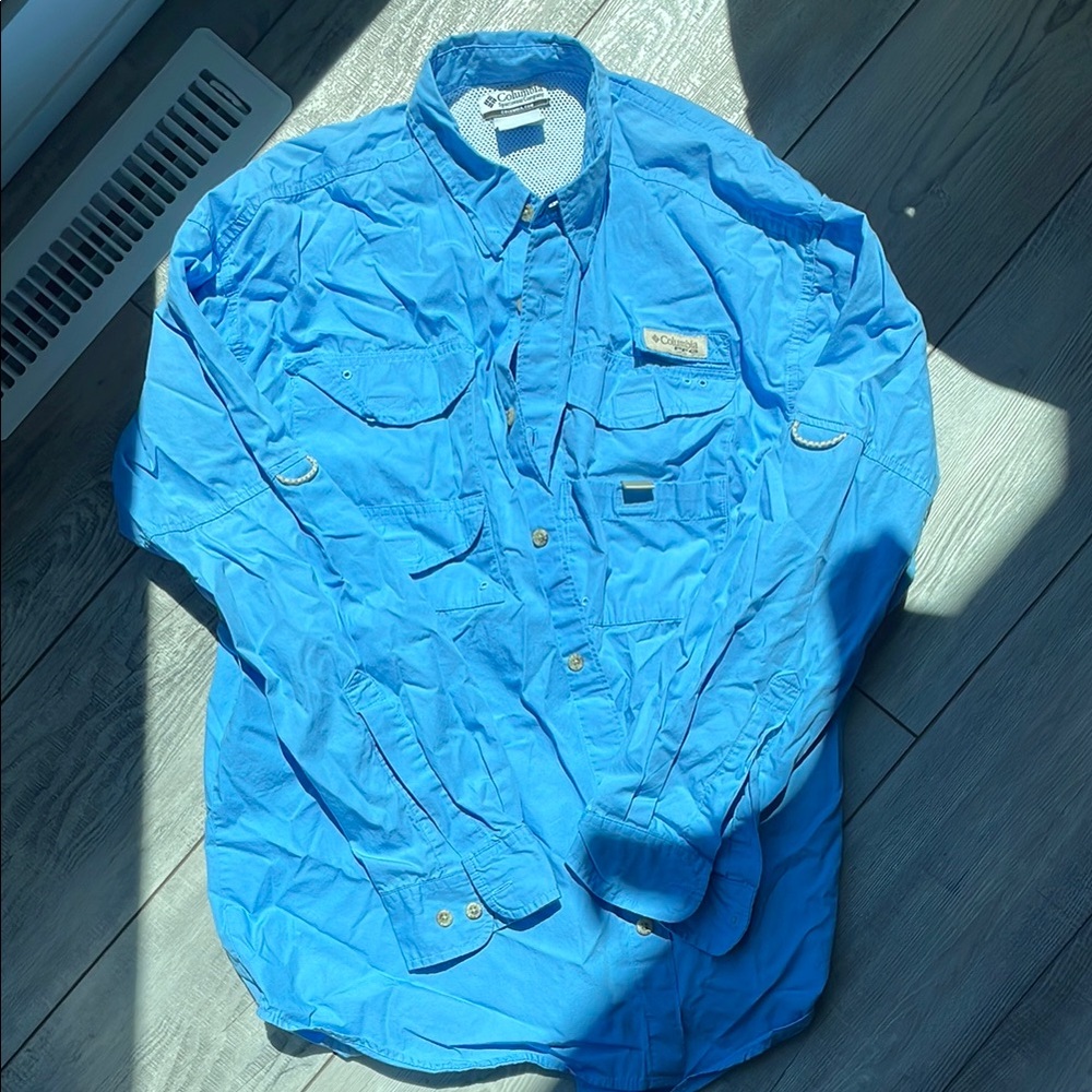 Columbia Men's Casual Button Down Shirt - Blue